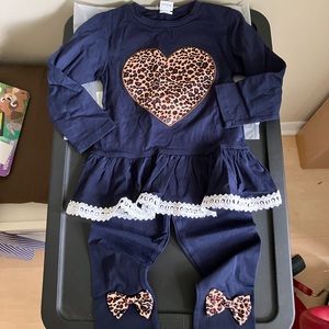 2pc Blue & Animal Print Outfit